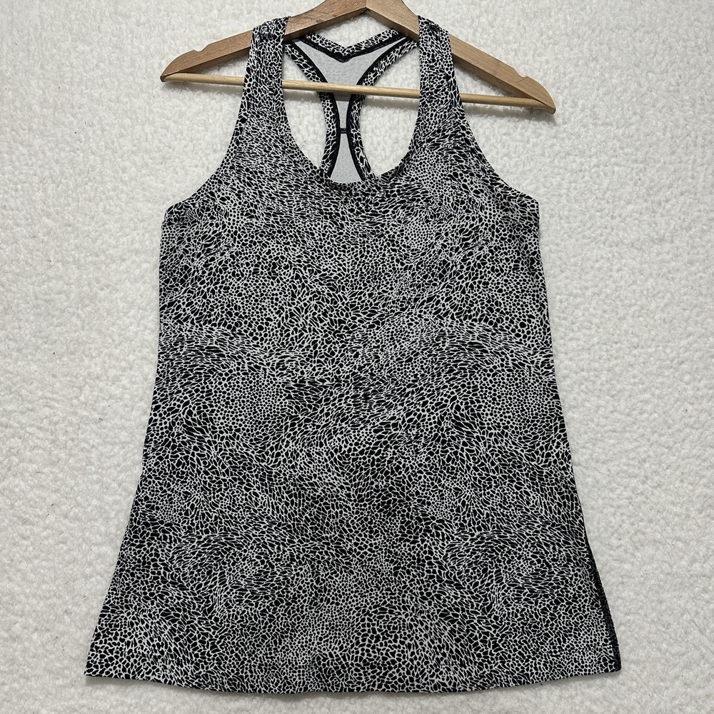 LULULEMON Cool Racerback Tank Top Nulu Black and White Print Size S, M?